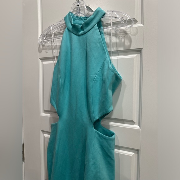 Elliatt Aqua Asymmetrical Cutout Halter Dress - Picture 4 of 7